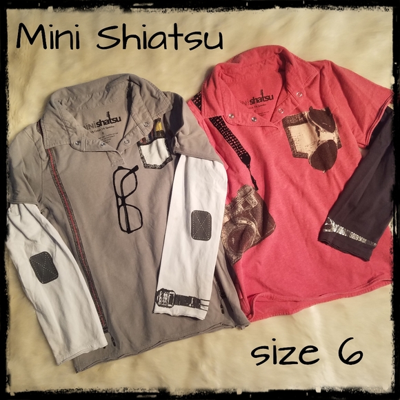 Mini Shiatsu Set of 2 Long Sleeved Fun Shirts sz6 - Picture 1 of 13